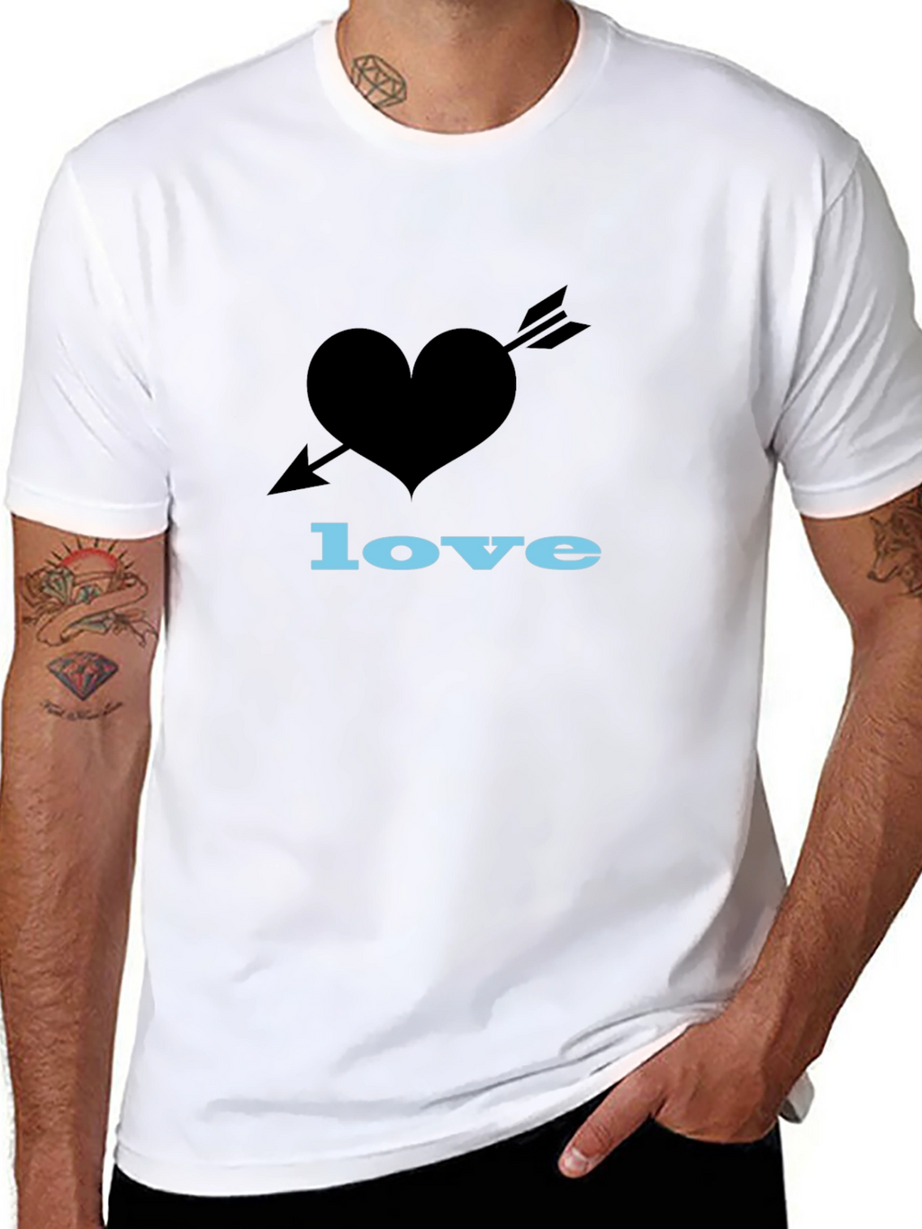 Heart Arrow Love Graphic Black T-Shirt