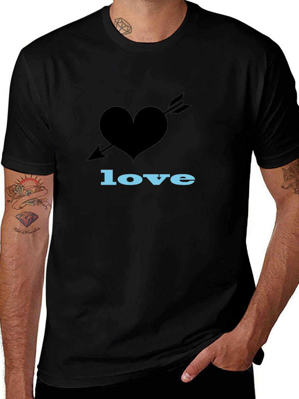 Heart Arrow Love Graphic Black T-Shirt