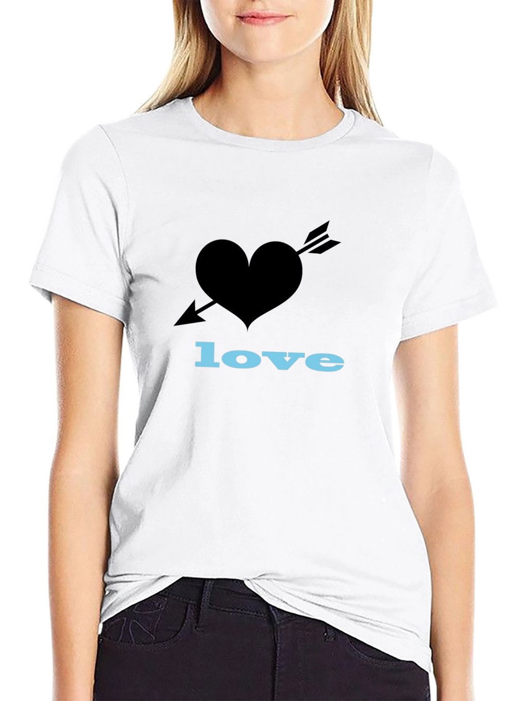 Heart Arrow Love Graphic Black T-Shirt