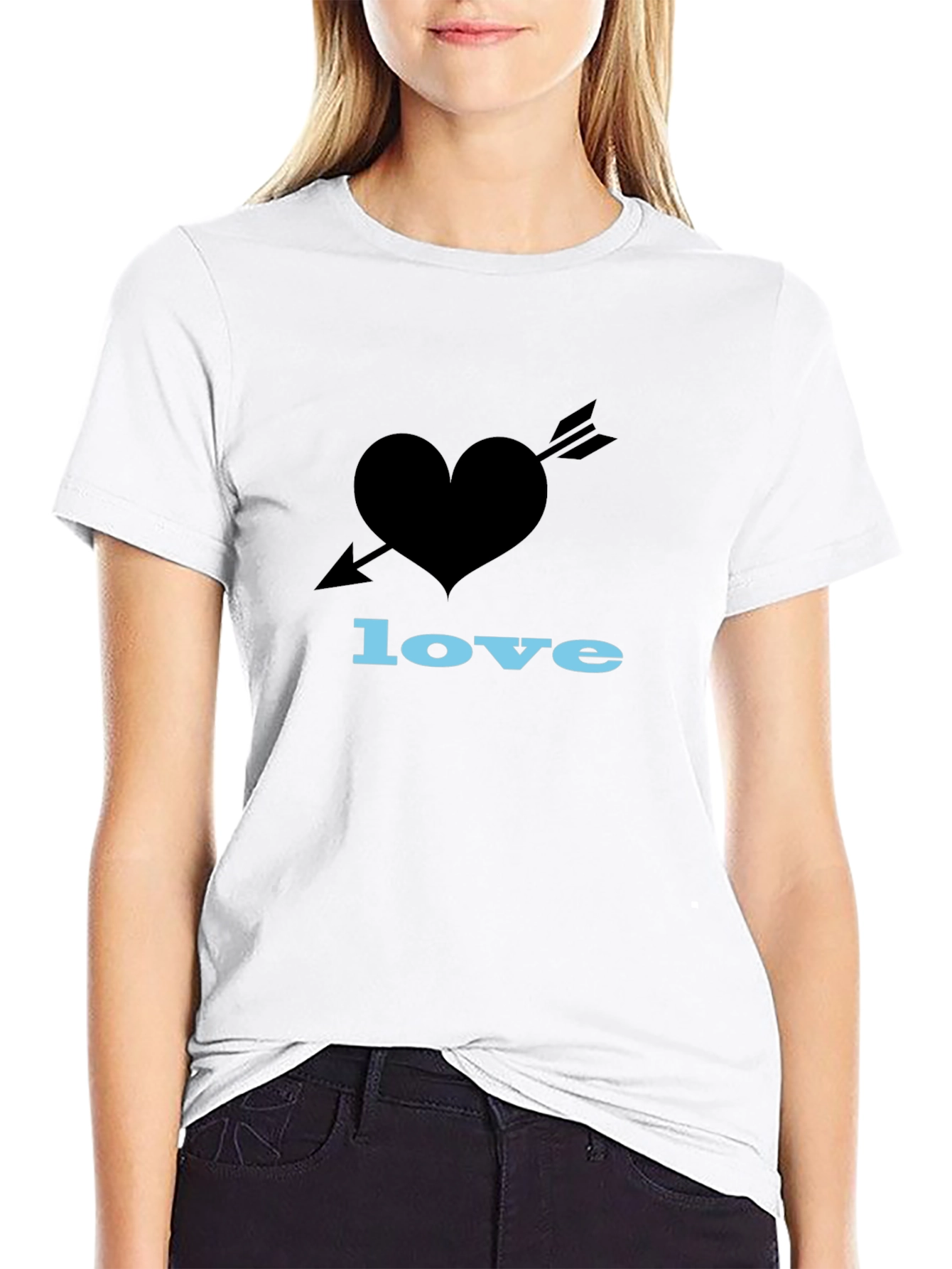 Heart Arrow Love Graphic Black T-Shirt