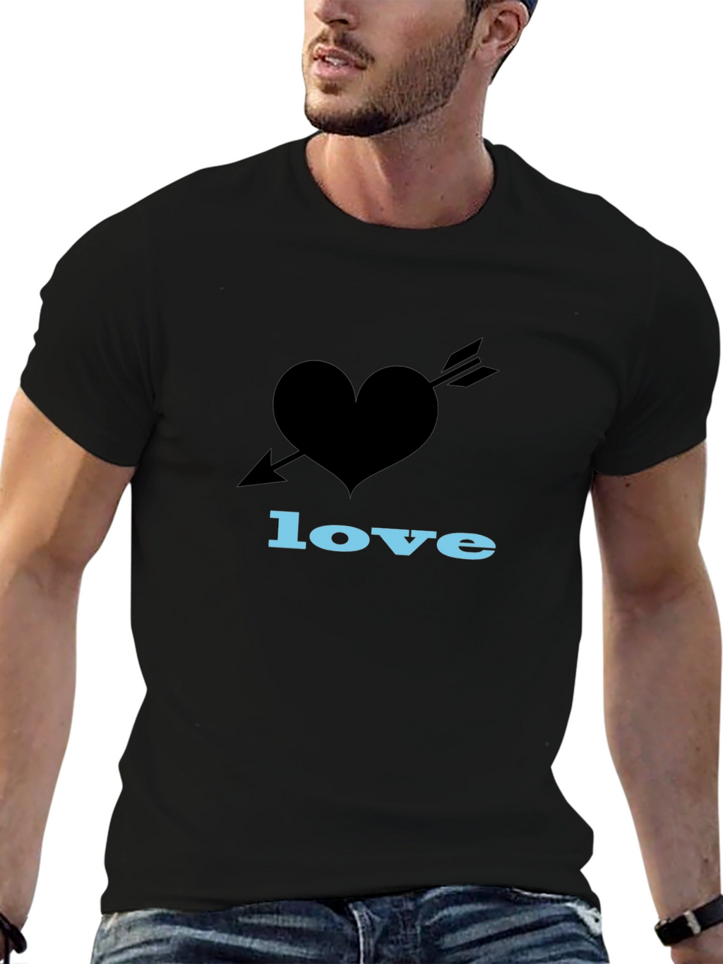 Heart Arrow Love Graphic Black T-Shirt