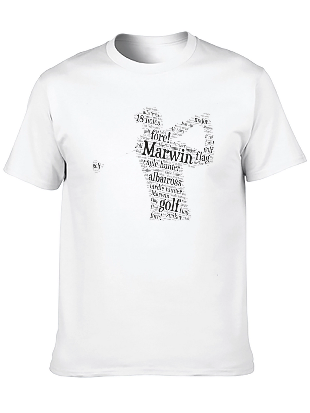 Mens Black Golf Themed Word Art T-Shirt