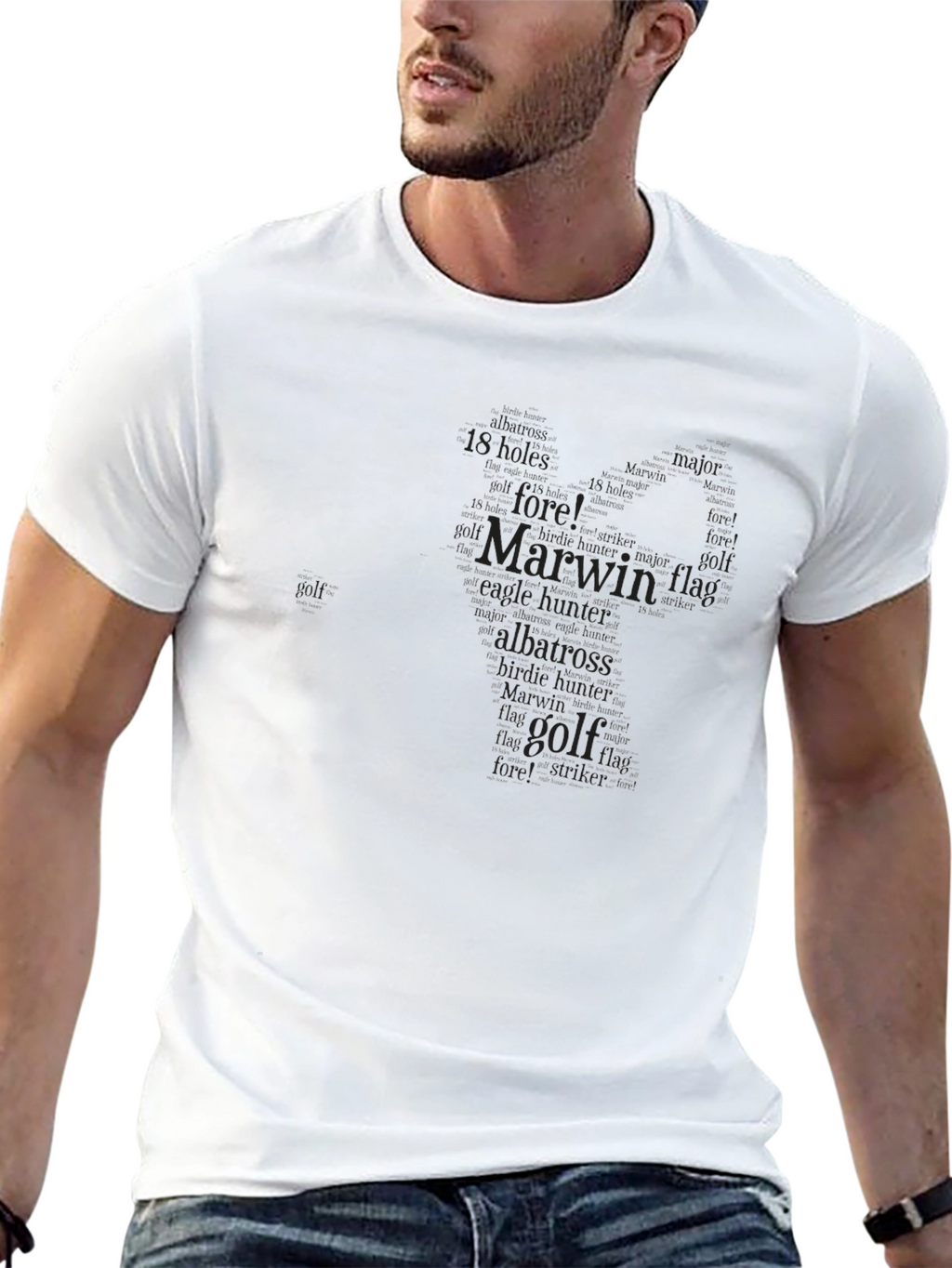 Mens Black Golf Themed Word Art T-Shirt