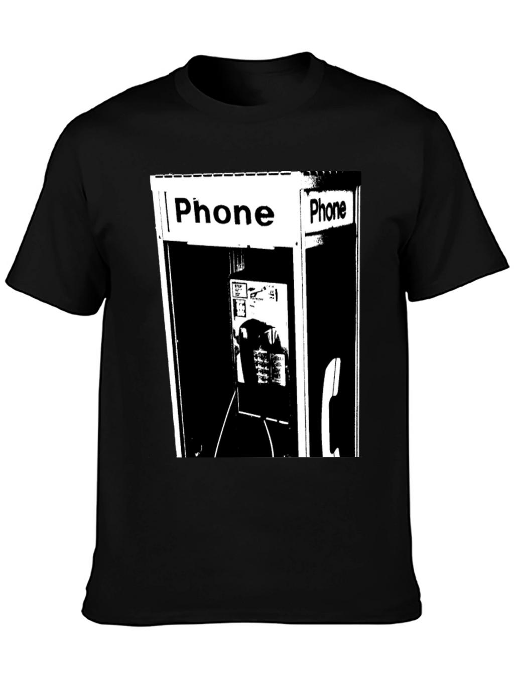 Retro Phone Booth Graphic Tee - Classic Black