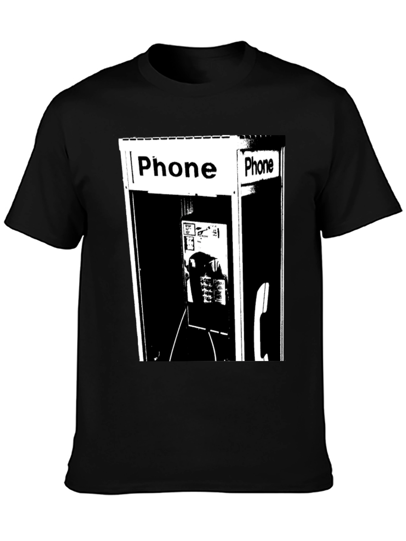 Retro Phone Booth Graphic Tee - Classic Black