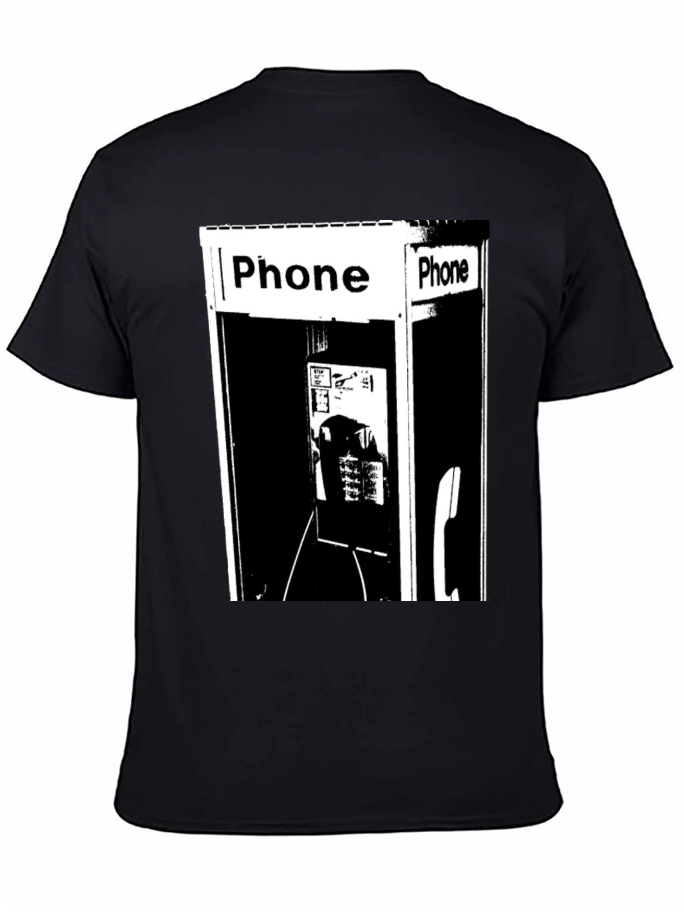 Retro Phone Booth Graphic Tee - Classic Black
