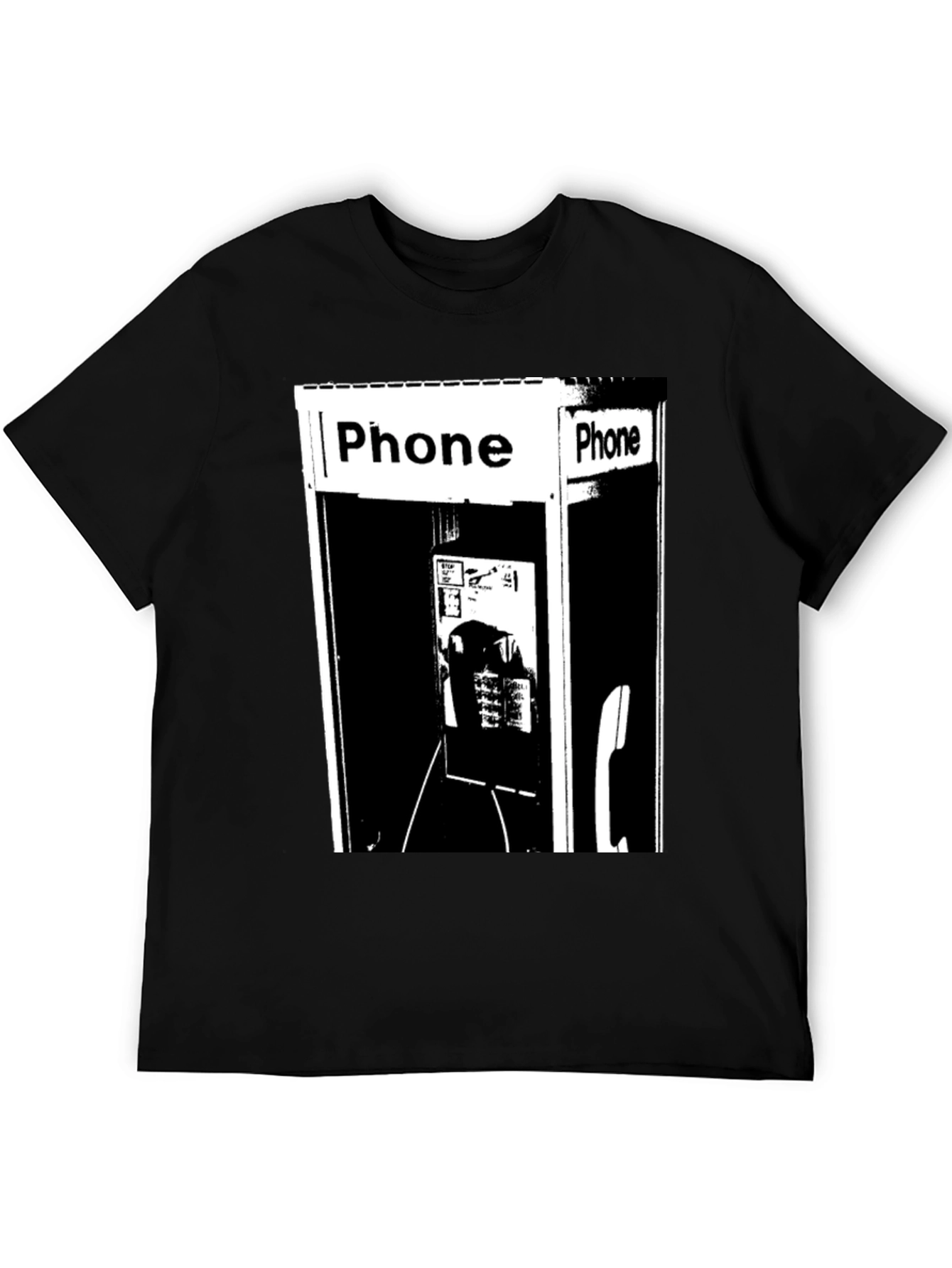 Retro Phone Booth Graphic Tee - Classic Black