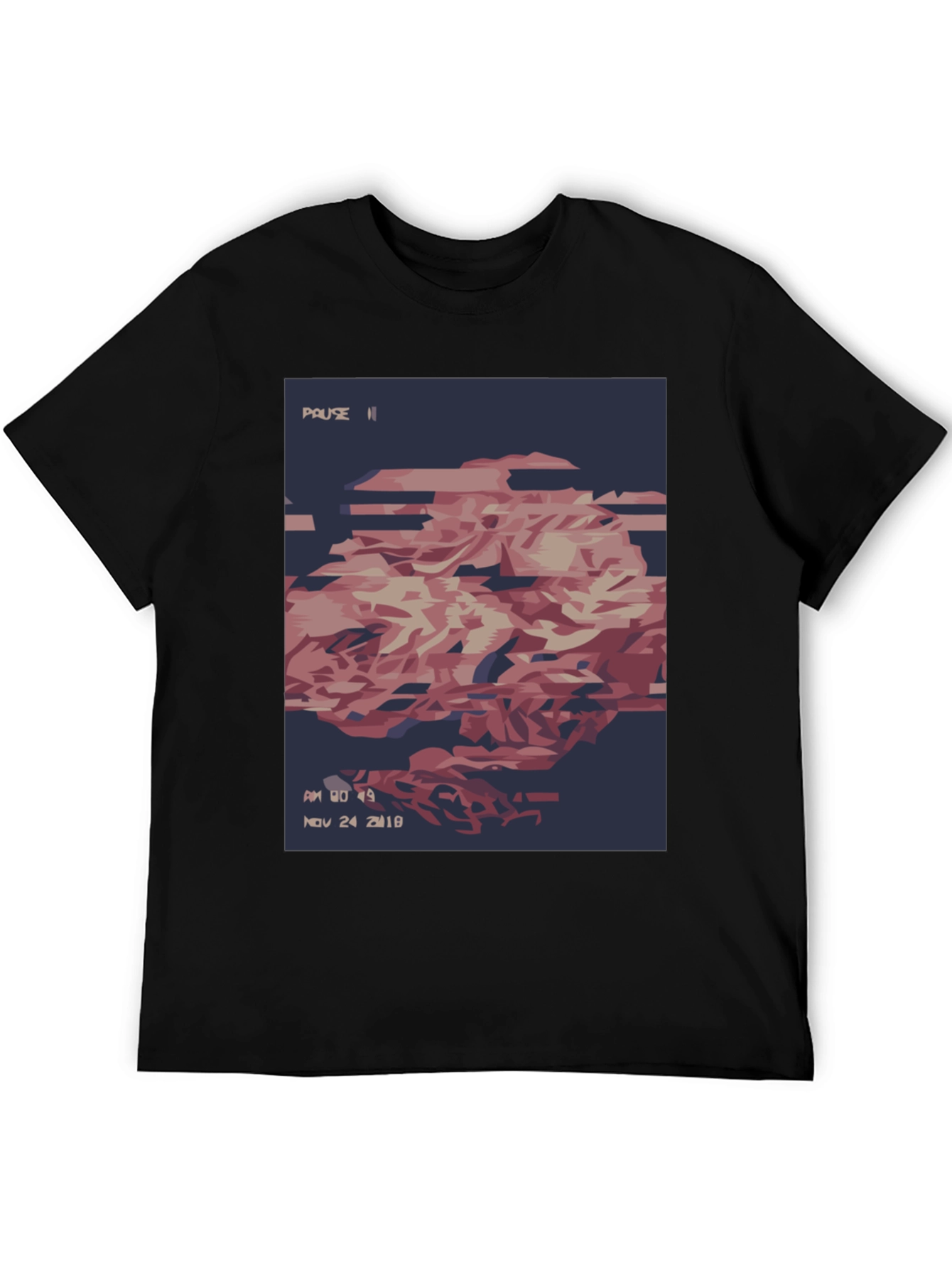 Abstract Glitch Art T-Shirt - Black