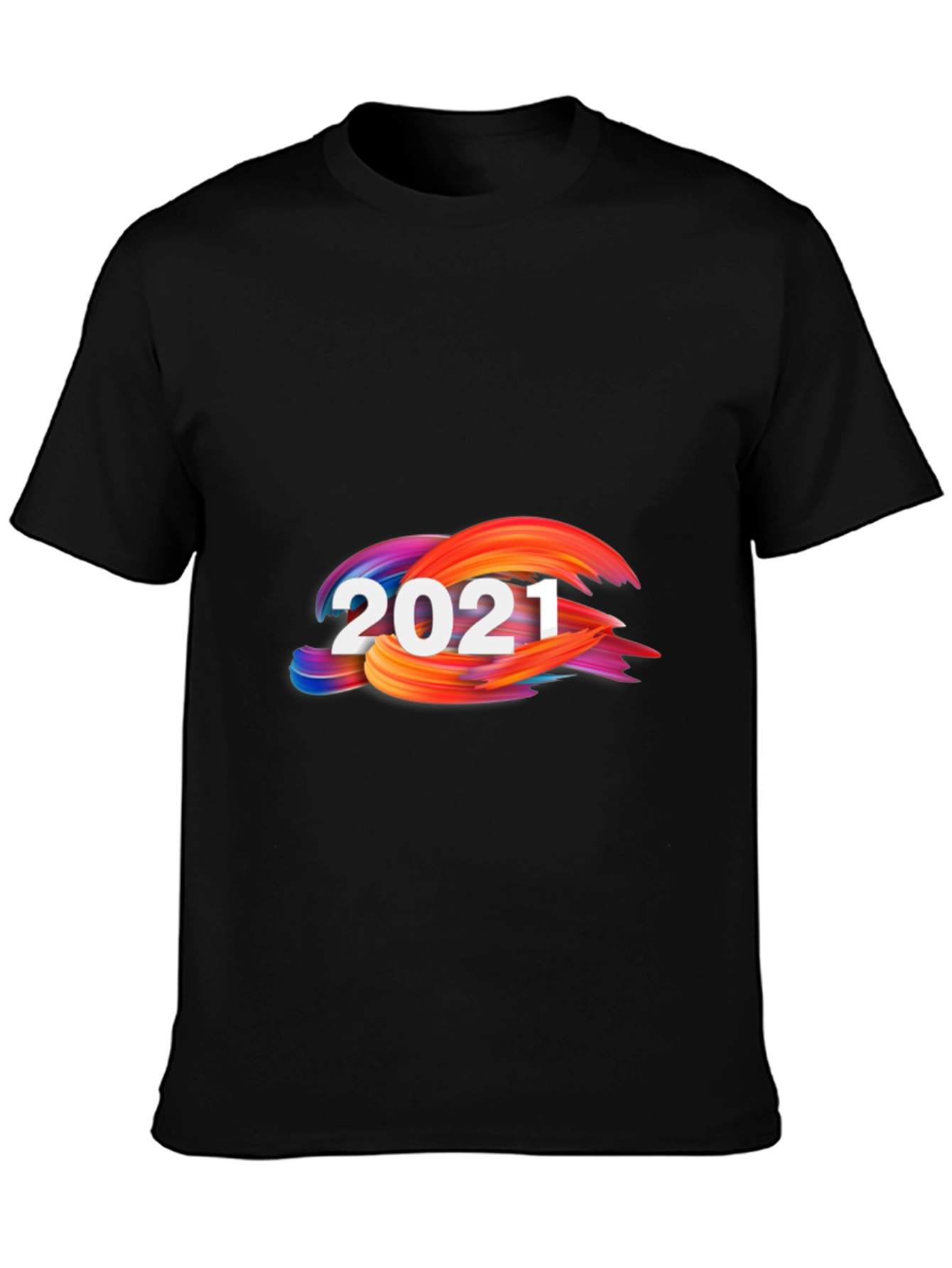 2021 Abstract Graphic Print Black Tee