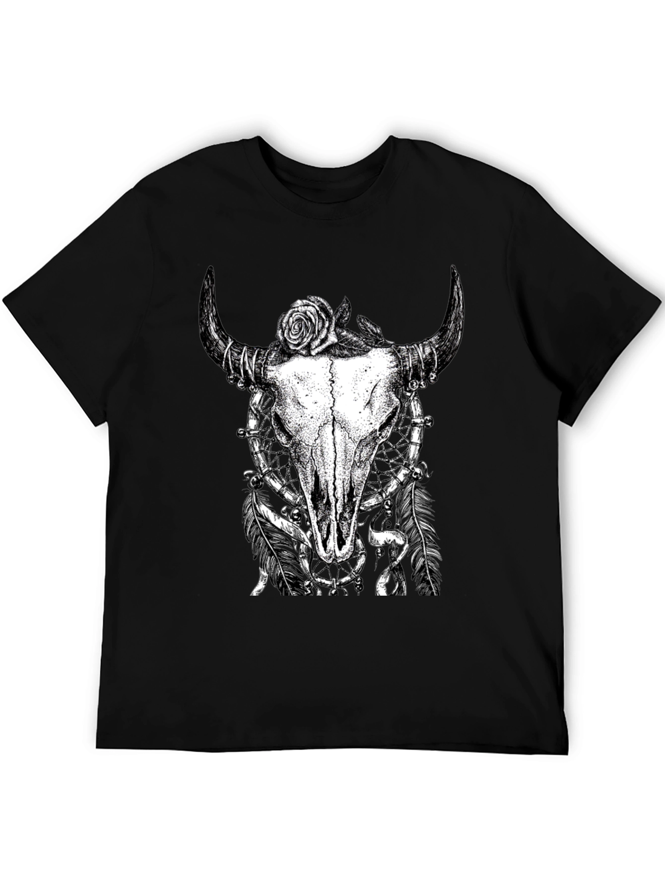 Skull Rose Graphic Tee - Black Cotton Shirt