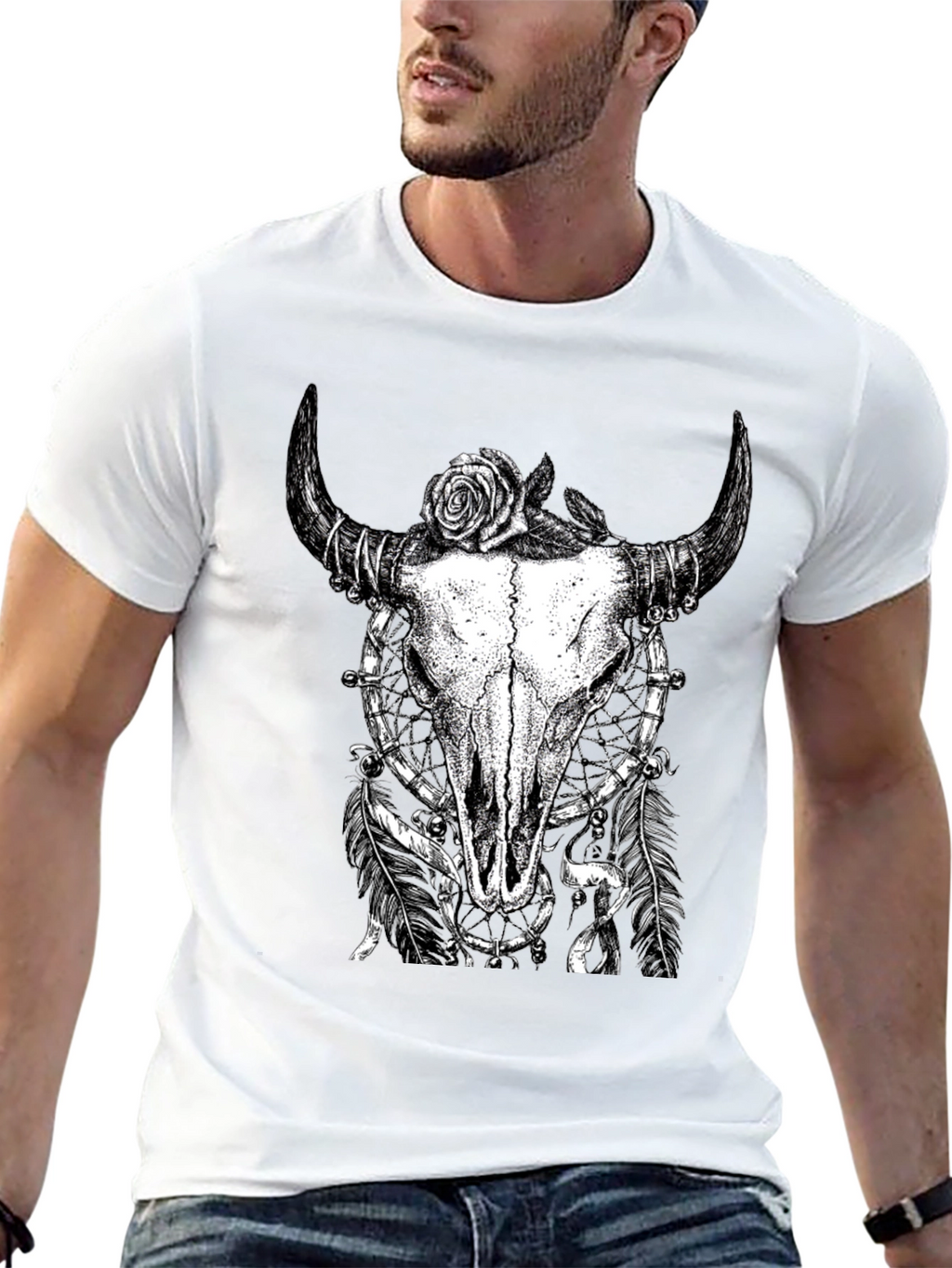 Skull Rose Graphic Tee - Black Cotton Shirt