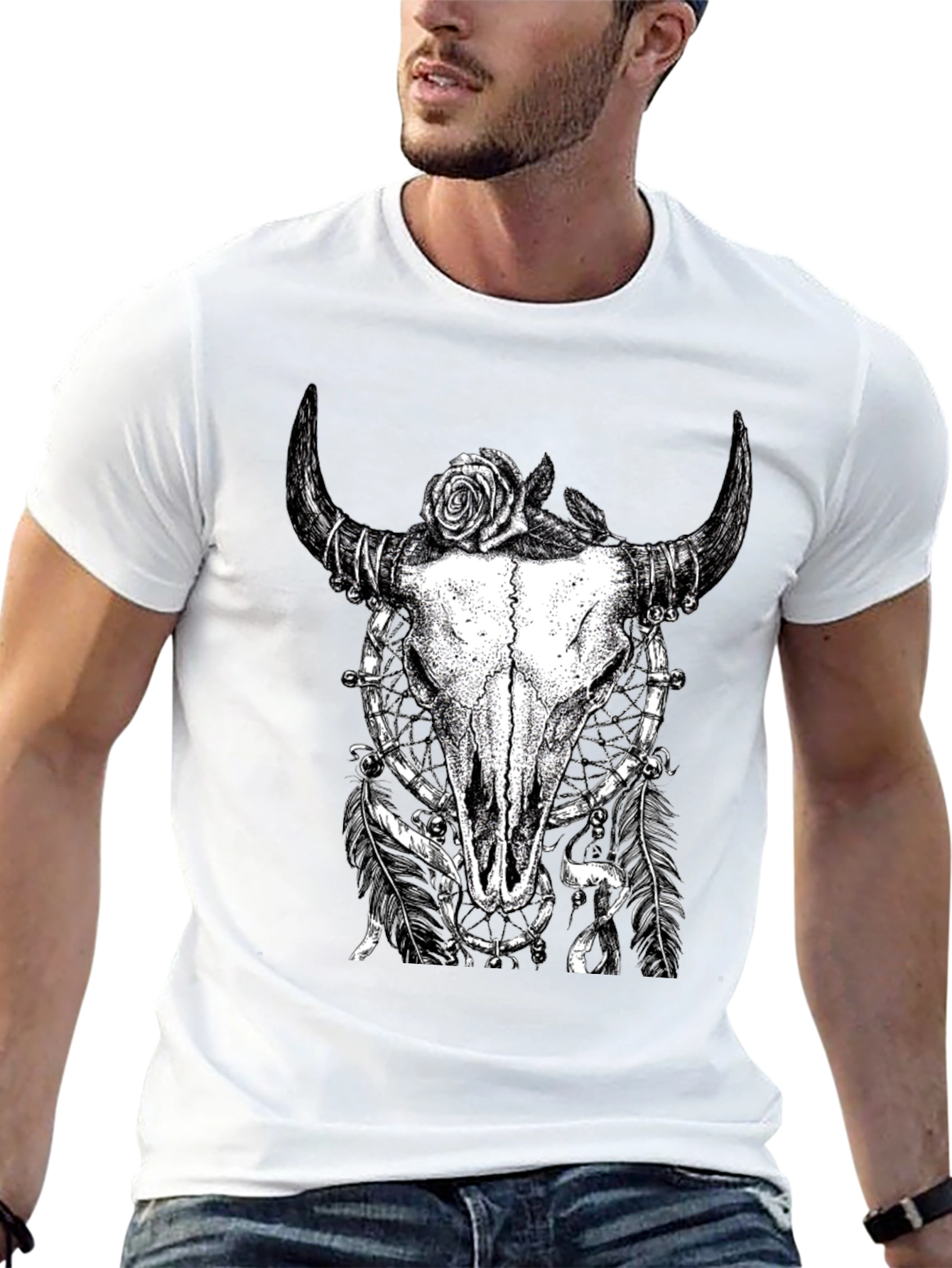 Skull Rose Graphic Tee - Black Cotton Shirt