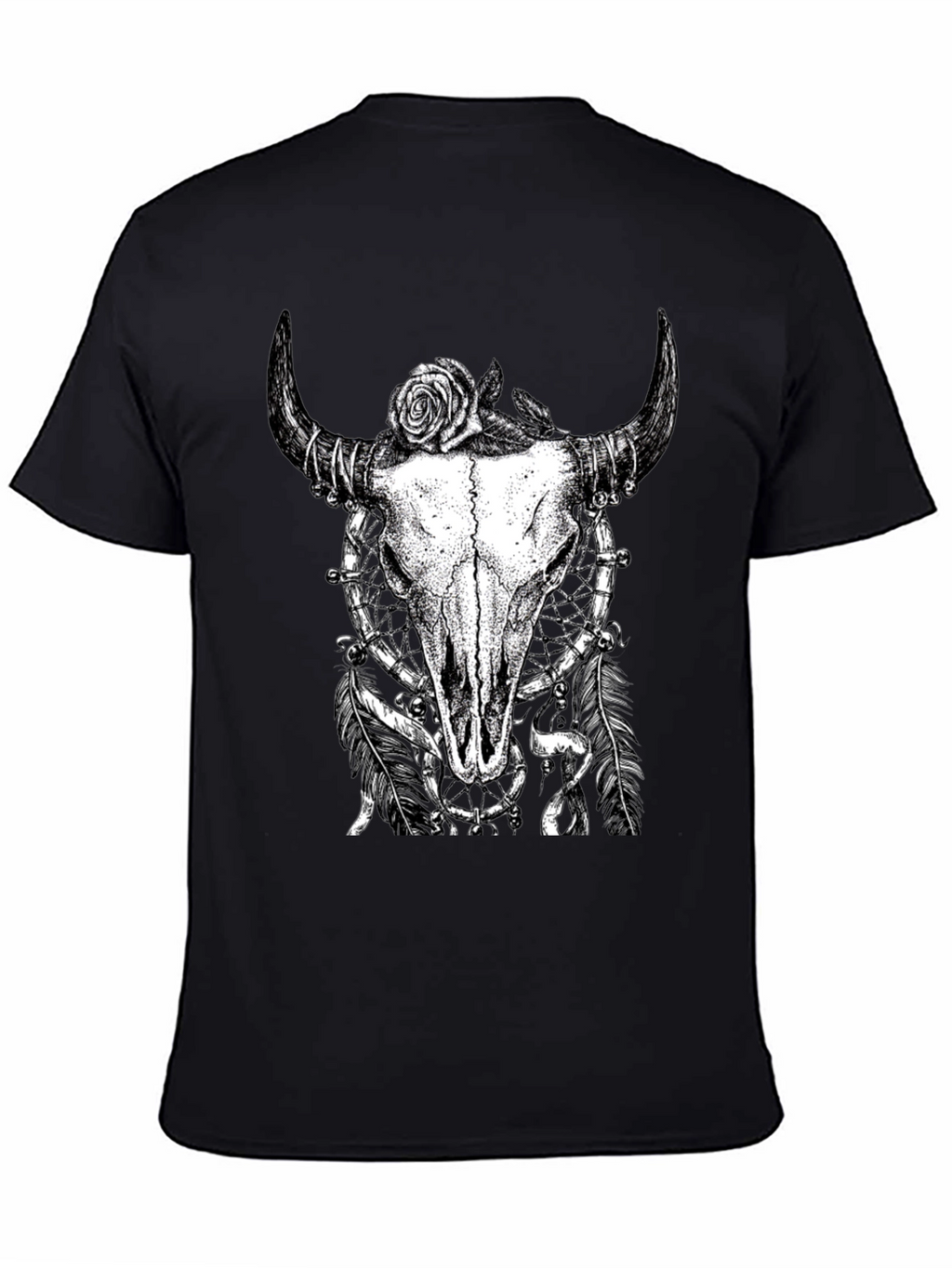 Skull Rose Graphic Tee - Black Cotton Shirt