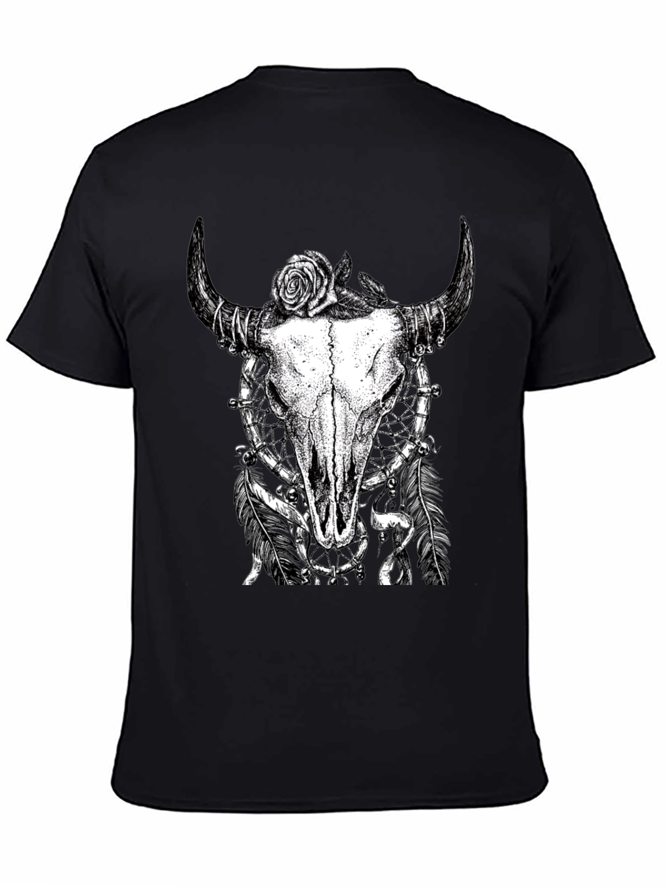Skull Rose Graphic Tee - Black Cotton Shirt