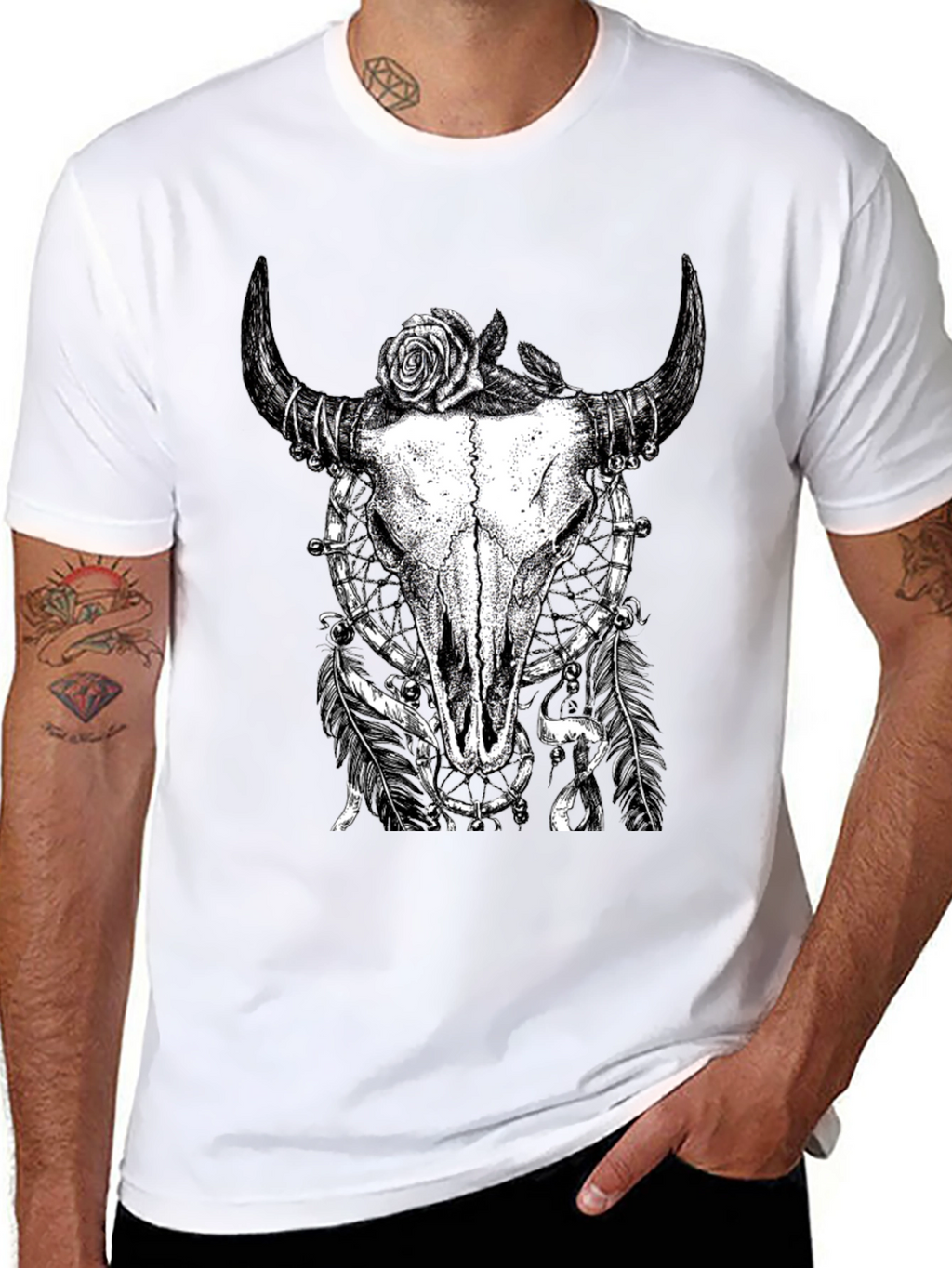 Skull Rose Graphic Tee - Black Cotton Shirt