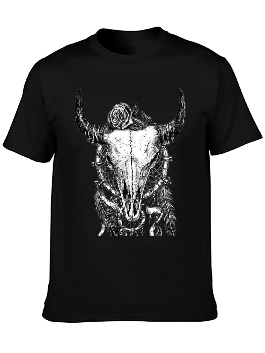 Skull Rose Graphic Tee - Black Cotton Shirt