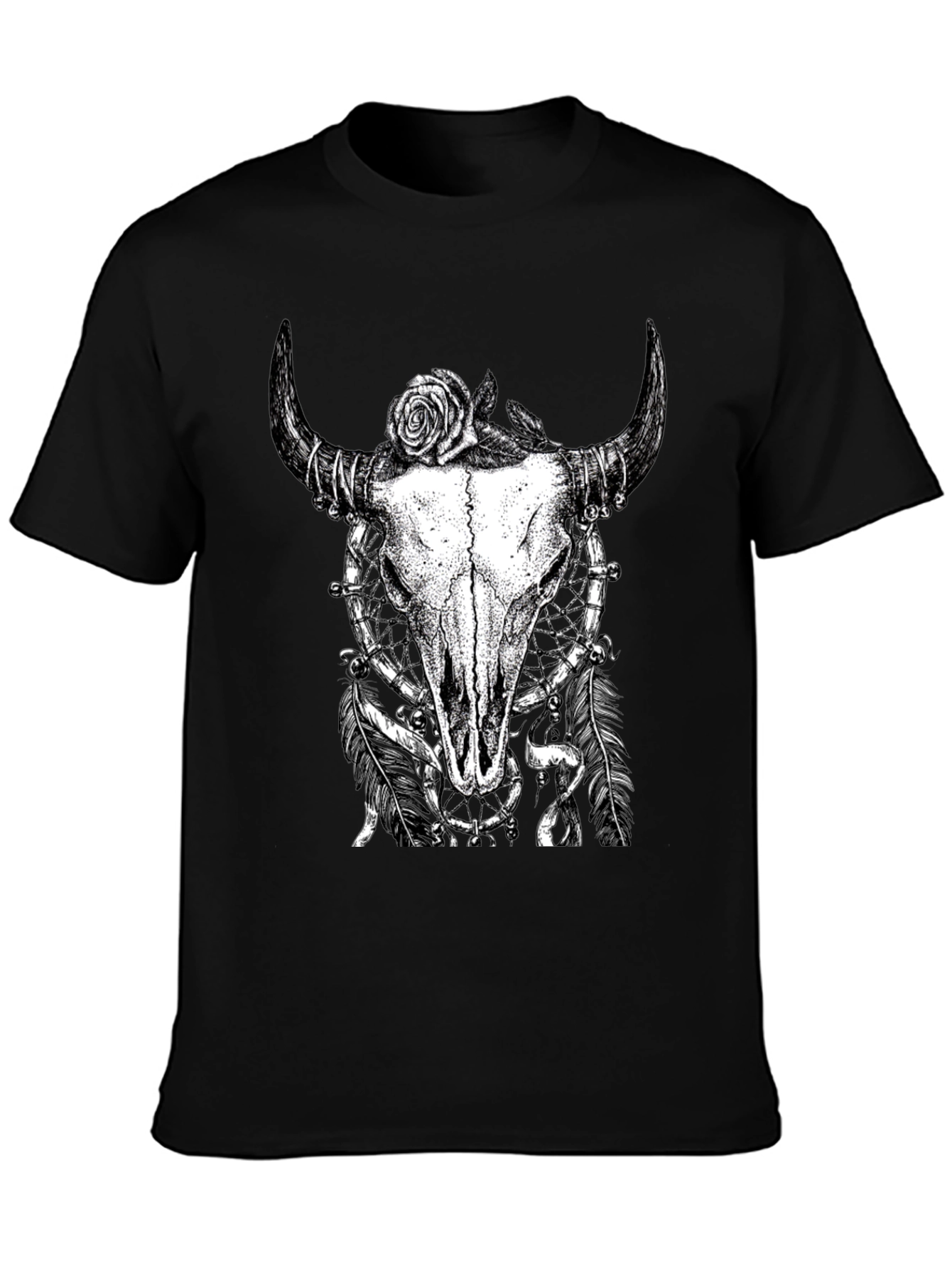 Skull Rose Graphic Tee - Black Cotton Shirt