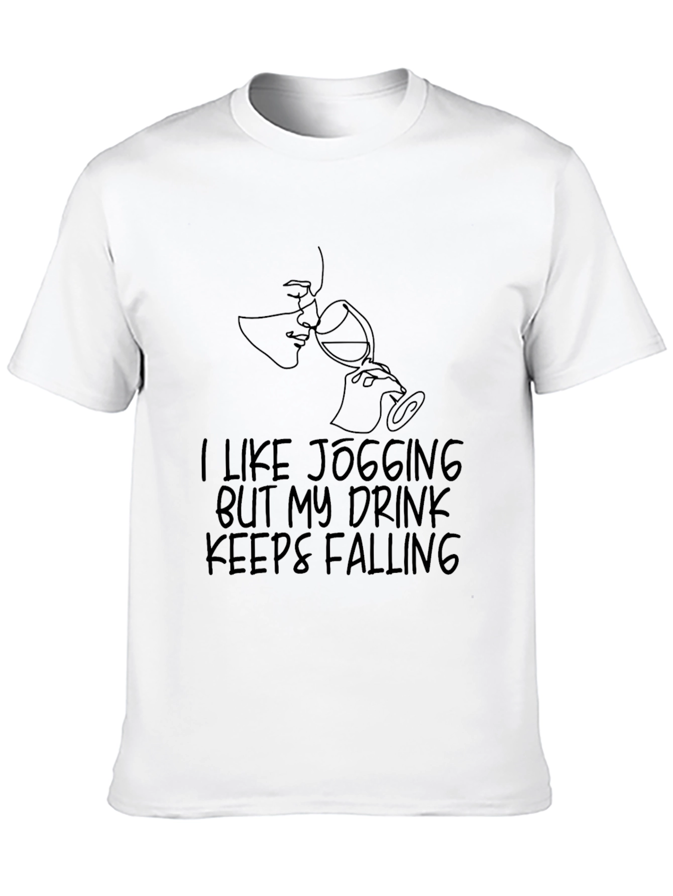 Funny Jogging Wine Lover T-Shirt - Falling Design