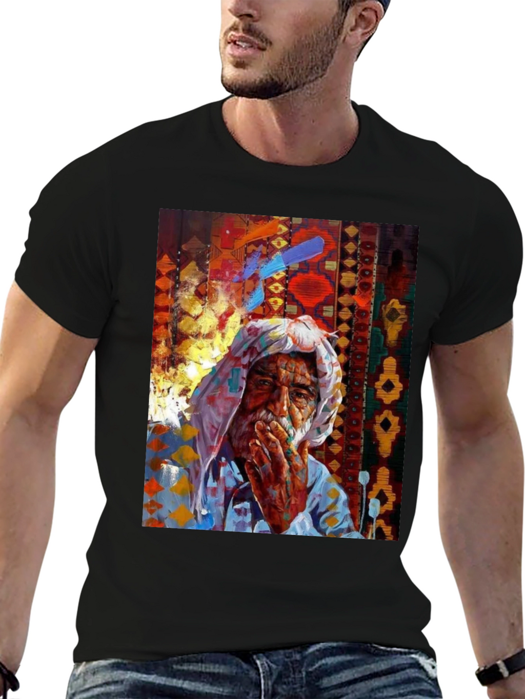 Artistic Old Man Graphic T-Shirt