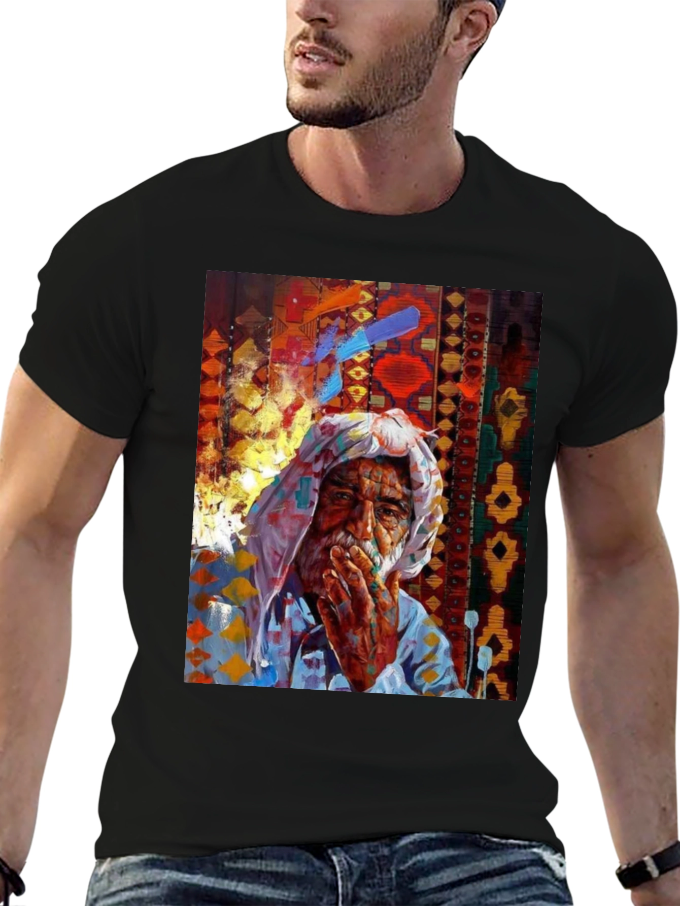 Artistic Old Man Graphic T-Shirt