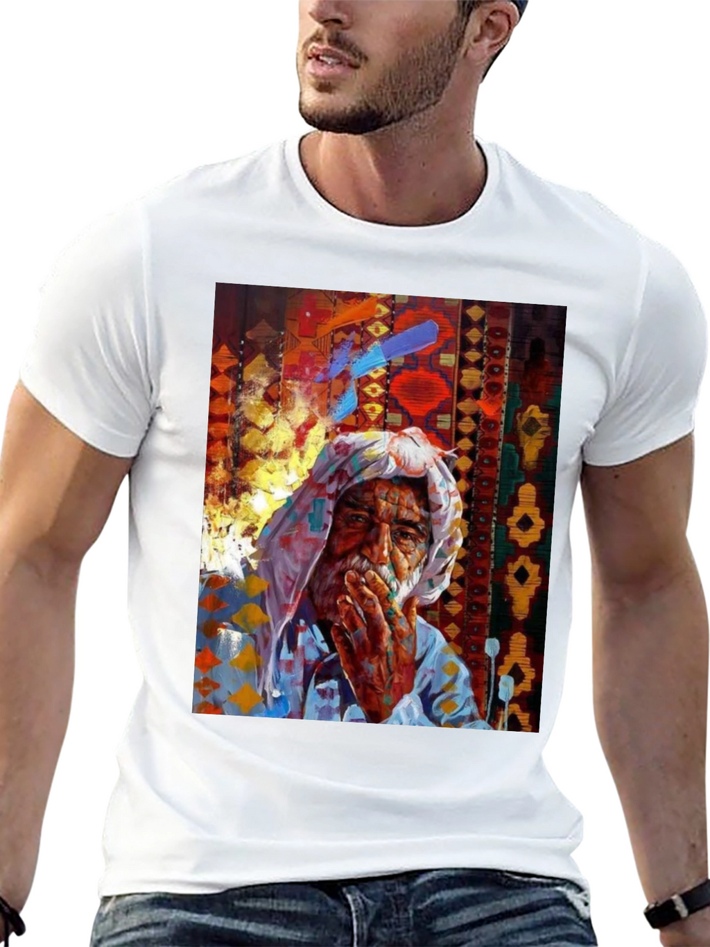 Artistic Old Man Graphic T-Shirt