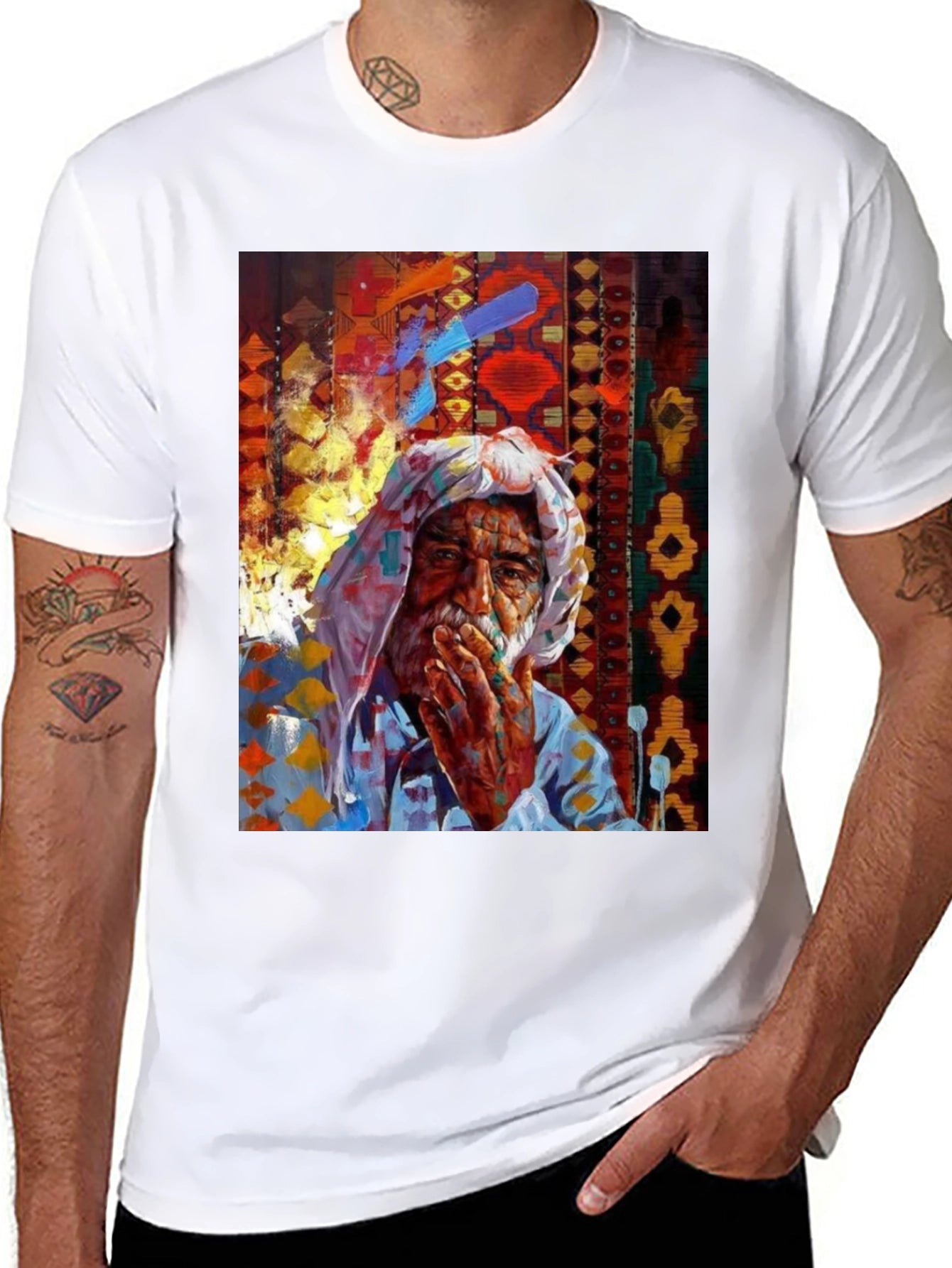 Artistic Old Man Graphic T-Shirt
