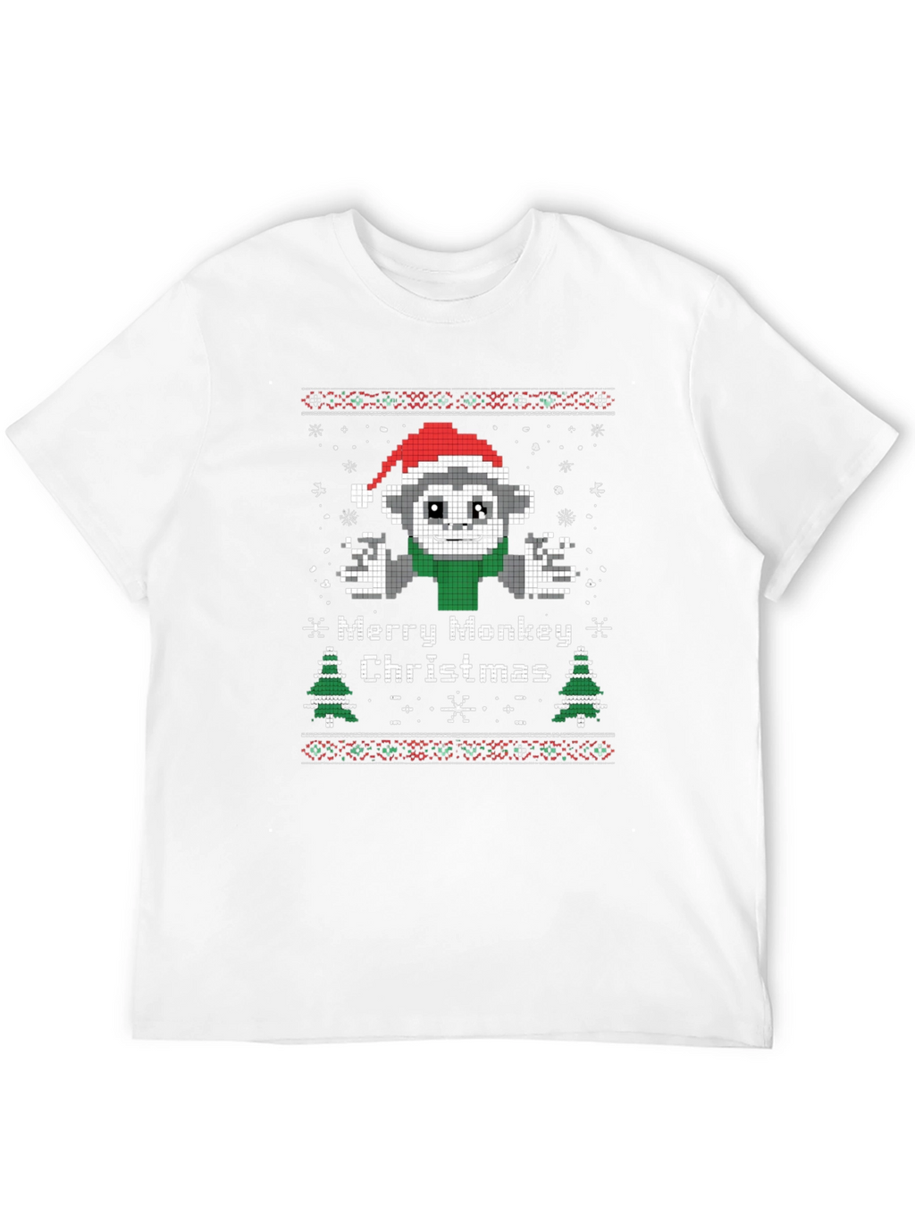 Merry Monkey Christmas Graphic T-Shirt