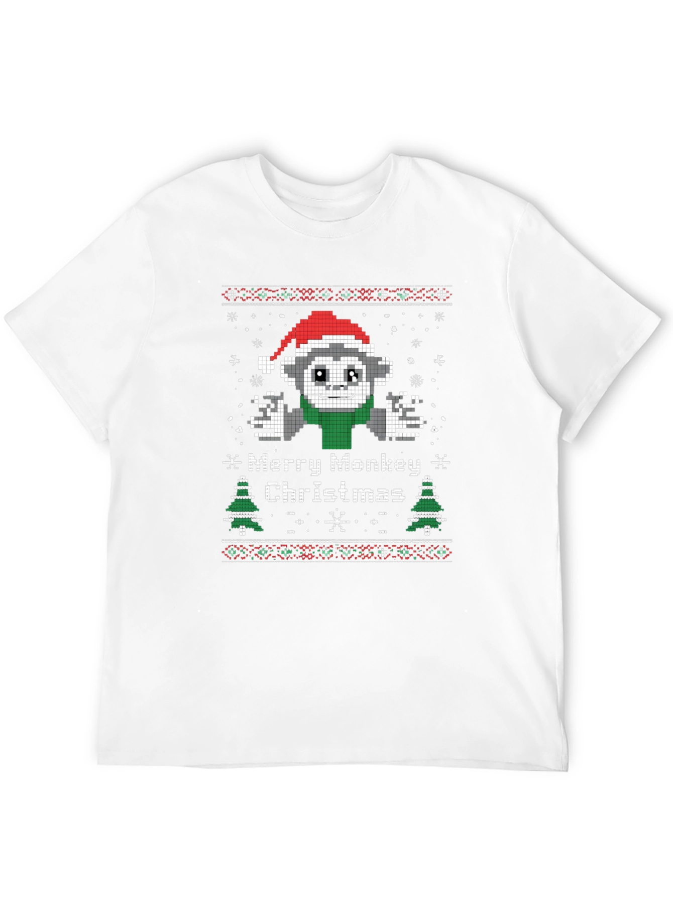 Merry Monkey Christmas Graphic T-Shirt