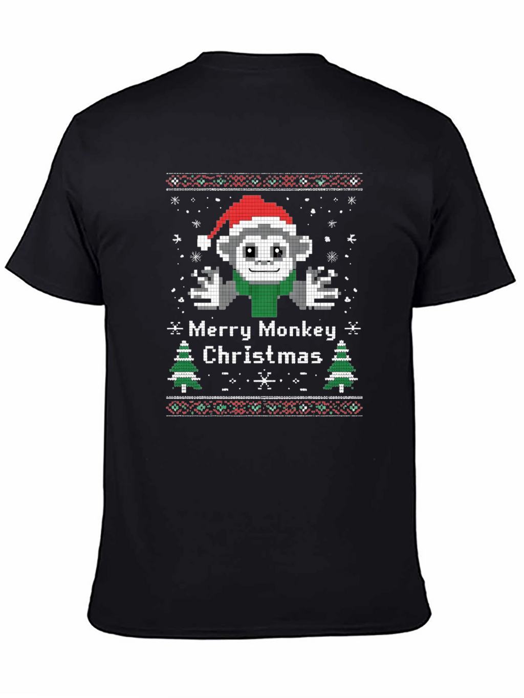 Merry Monkey Christmas Graphic T-Shirt