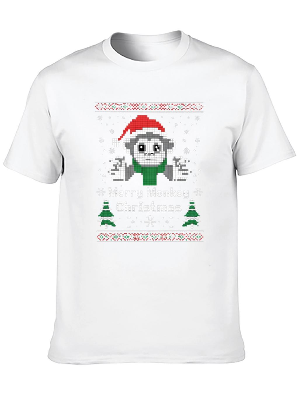 Merry Monkey Christmas Graphic T-Shirt