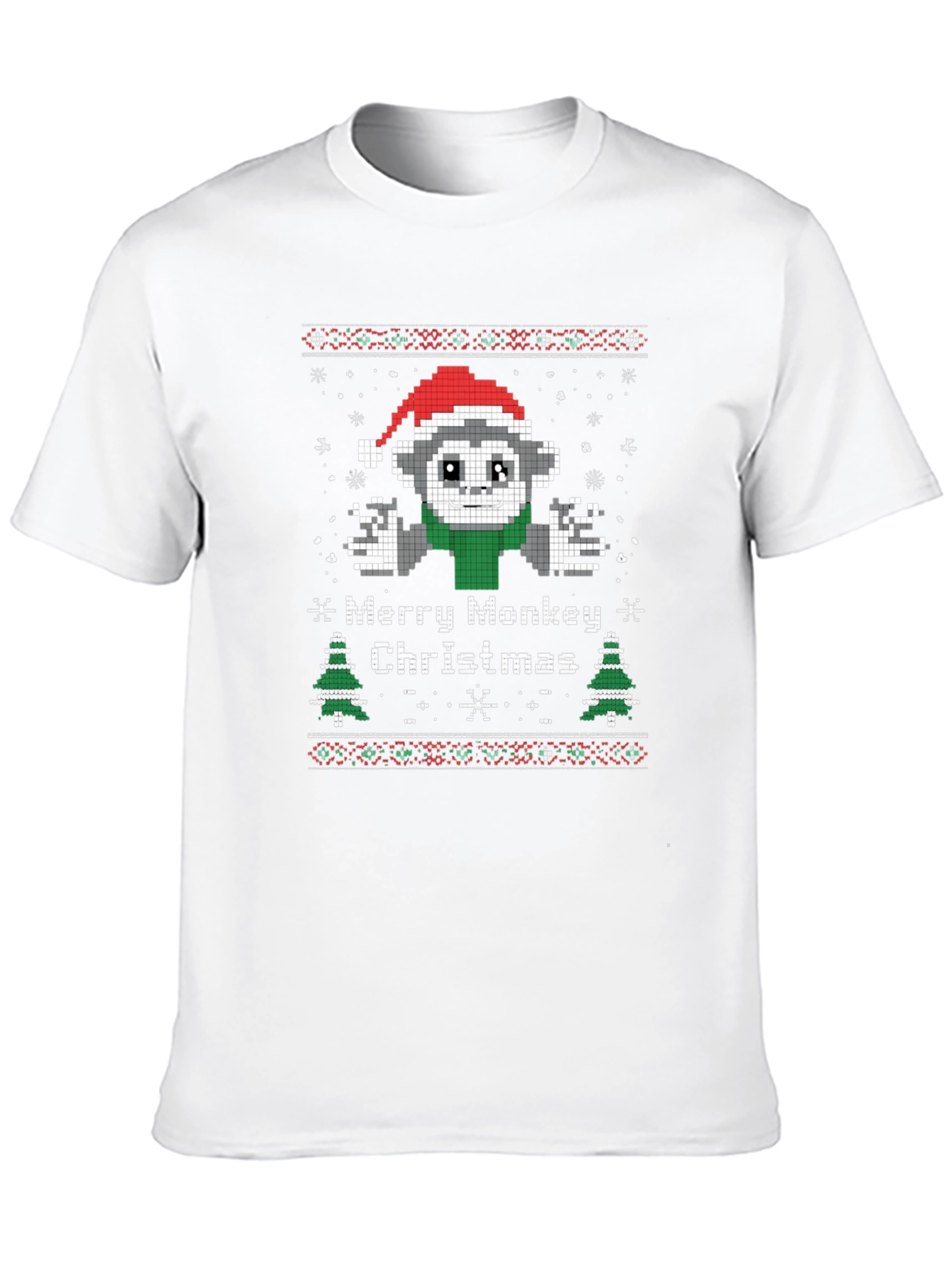 Merry Monkey Christmas Graphic T-Shirt