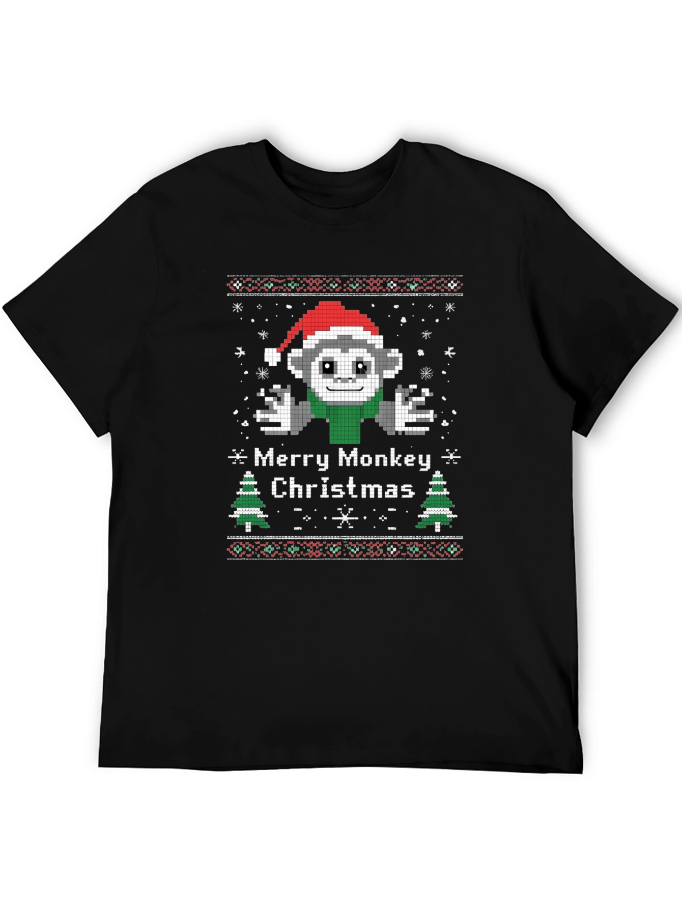 Merry Monkey Christmas Graphic T-Shirt