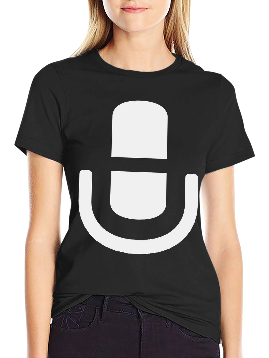 Podcast Mic Graphic Tee - Black Cotton T-Shirt