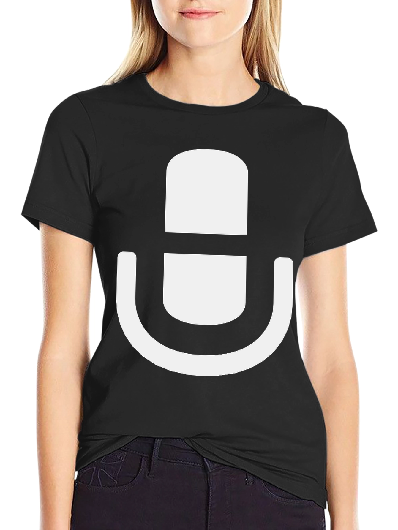 Podcast Mic Graphic Tee - Black Cotton T-Shirt