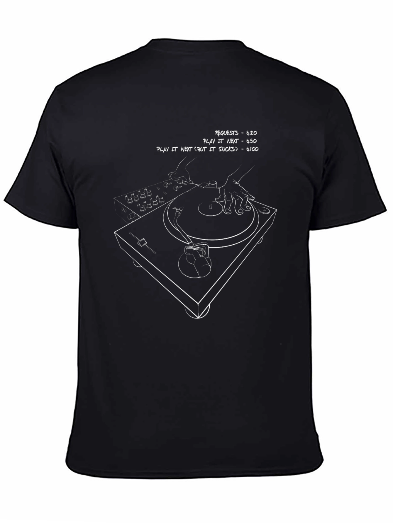 DJ Turntable T-Shirt: Music Request Menu Tee