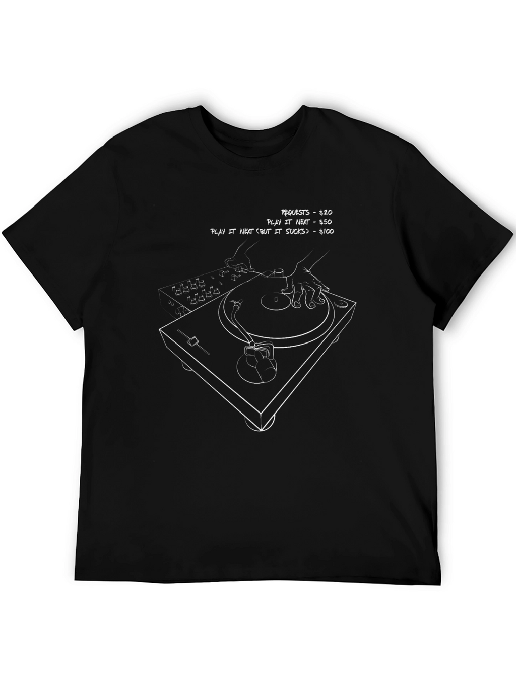 DJ Turntable T-Shirt: Music Request Menu Tee
