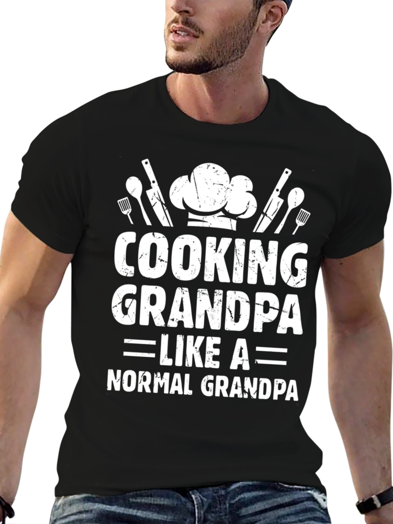 Cooking Grandpa Graphic T-Shirt - Black