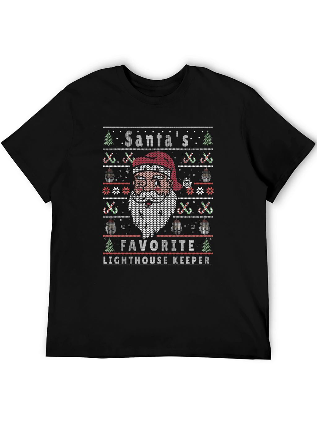 Santas Favorite Lighthouse Keeper Ugly Christmas T-Shirt