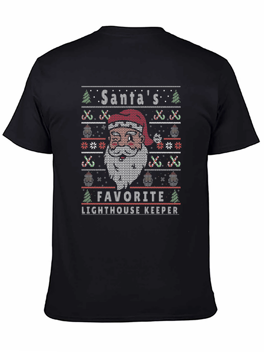 Santas Favorite Lighthouse Keeper Ugly Christmas T-Shirt