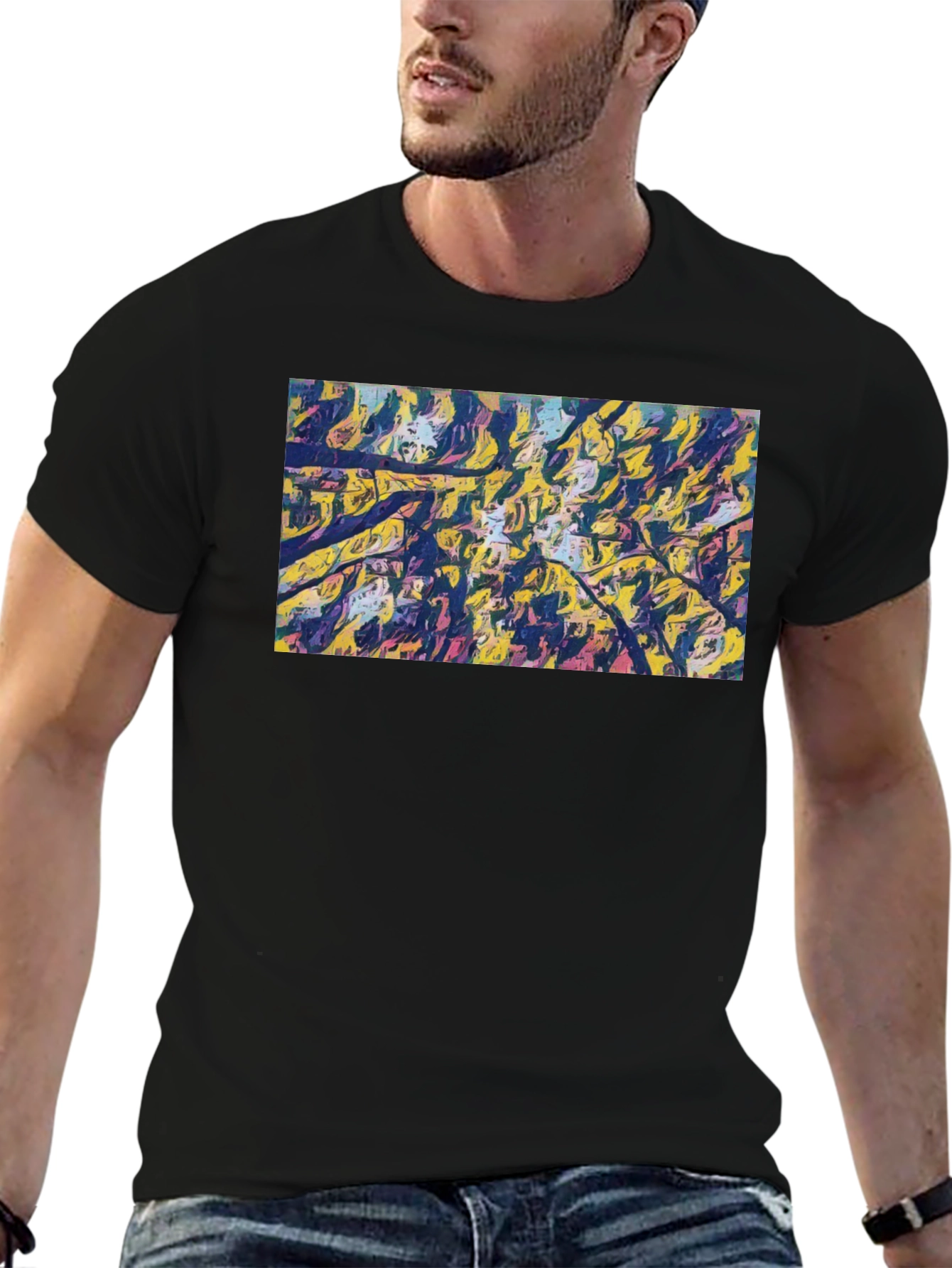 Abstract Art Tee - Modern Black Cotton T-Shirt