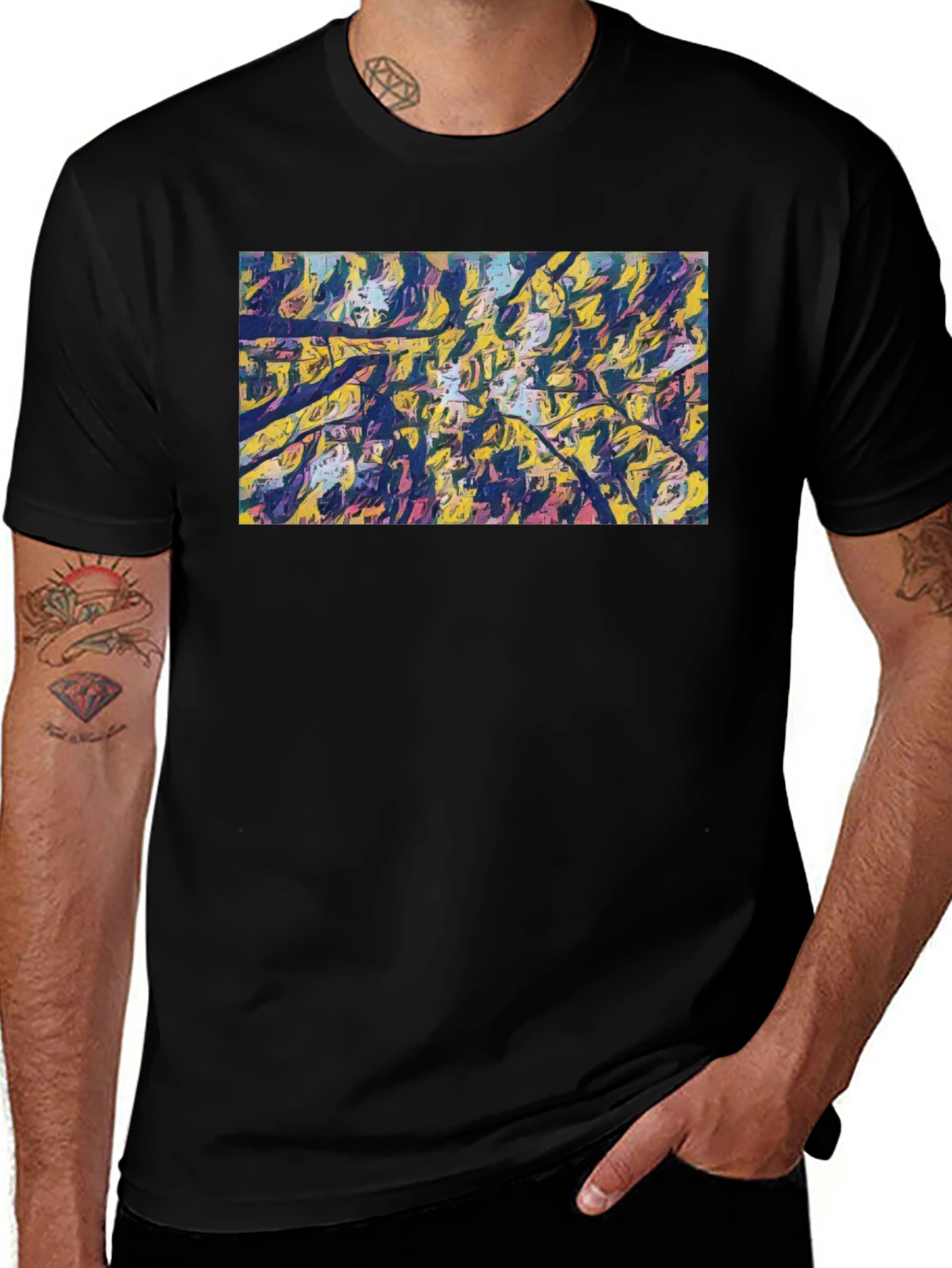 Abstract Art Tee - Modern Black Cotton T-Shirt