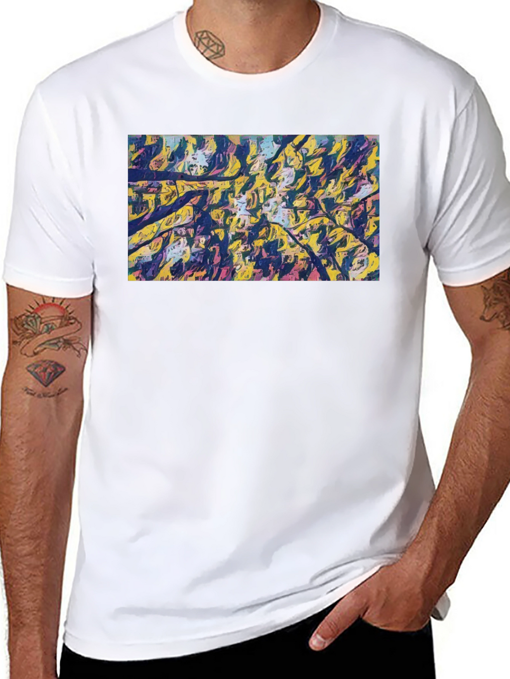 Abstract Art Tee - Modern Black Cotton T-Shirt