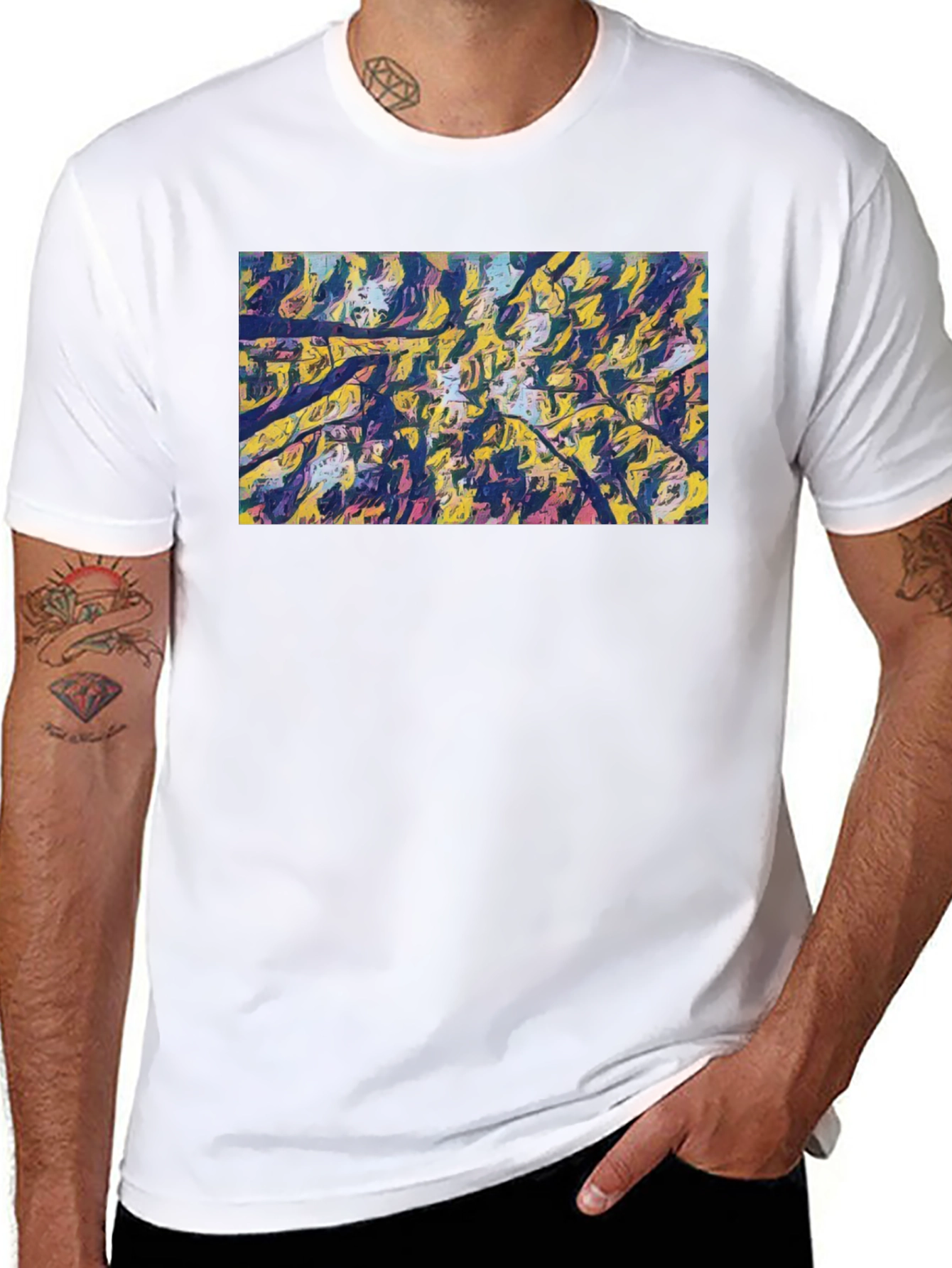 Abstract Art Tee - Modern Black Cotton T-Shirt