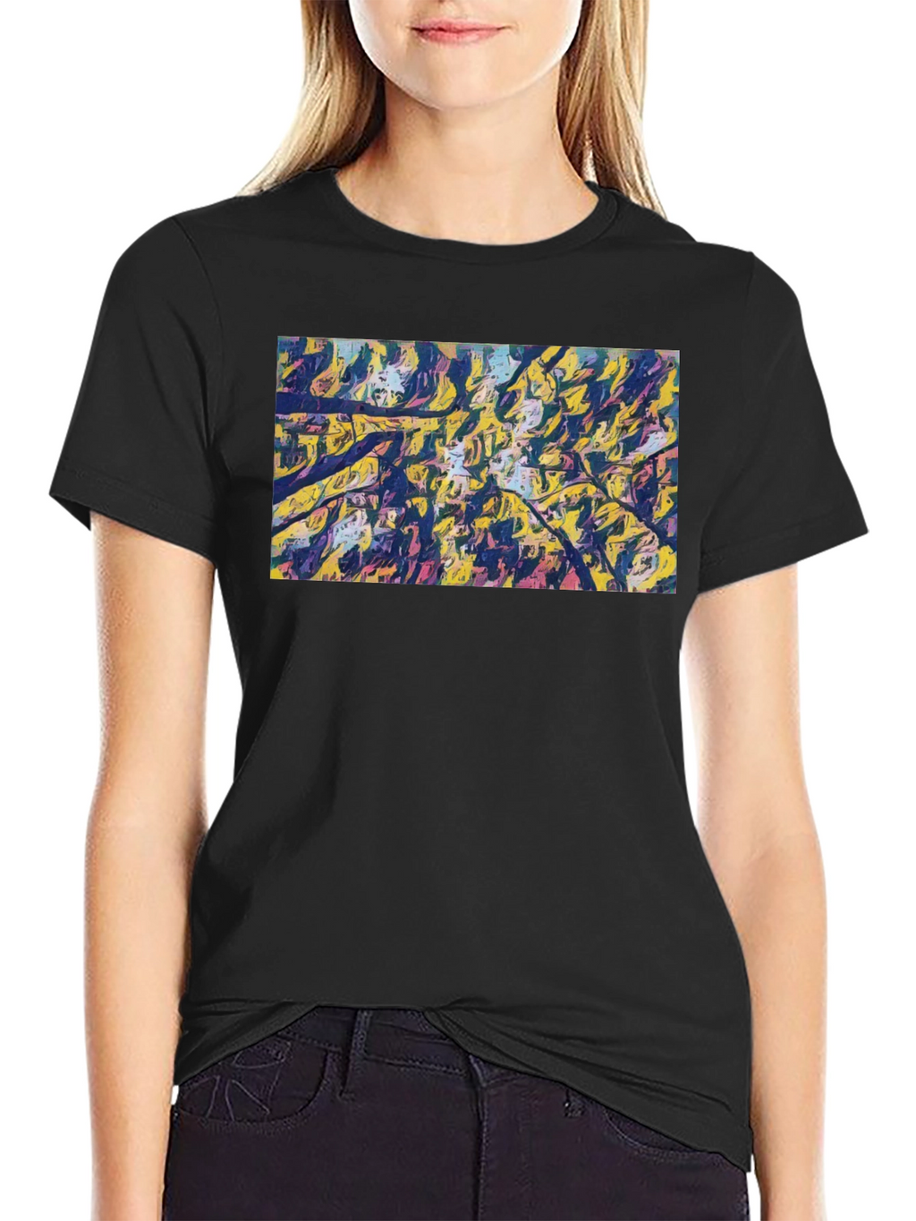 Abstract Art Tee - Modern Black Cotton T-Shirt