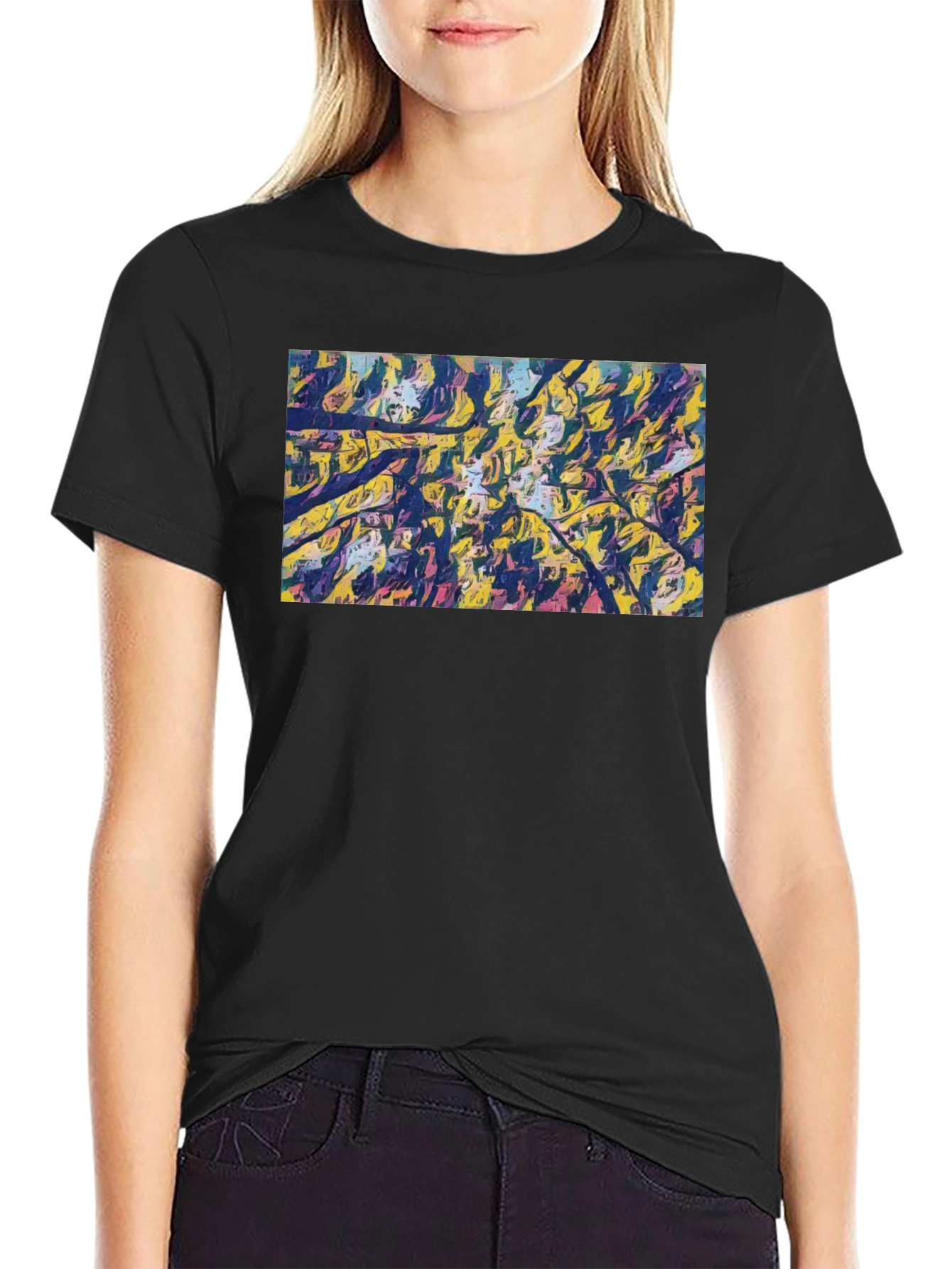 Abstract Art Tee - Modern Black Cotton T-Shirt