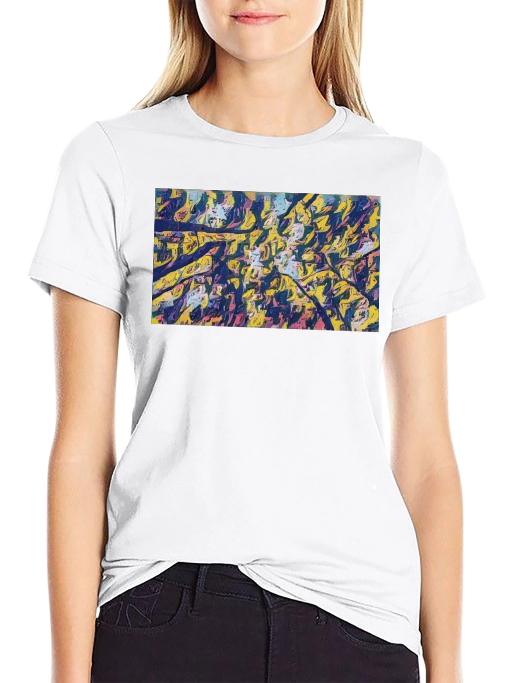 Abstract Art Tee - Modern Black Cotton T-Shirt