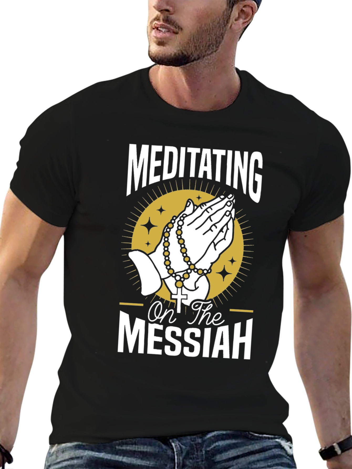 Meditating on the Messiah Black Graphic T-Shirt