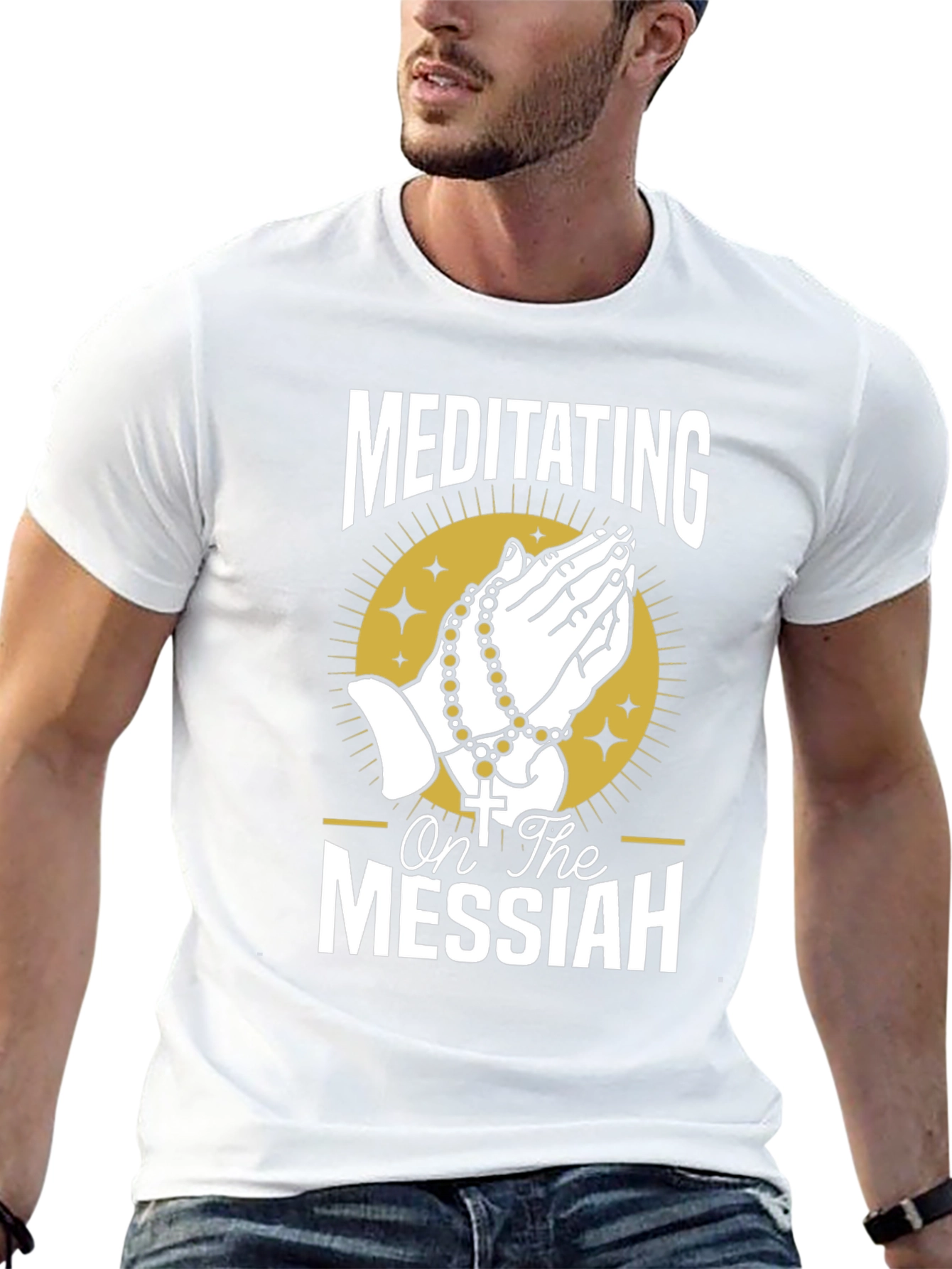 Meditating on the Messiah Black Graphic T-Shirt