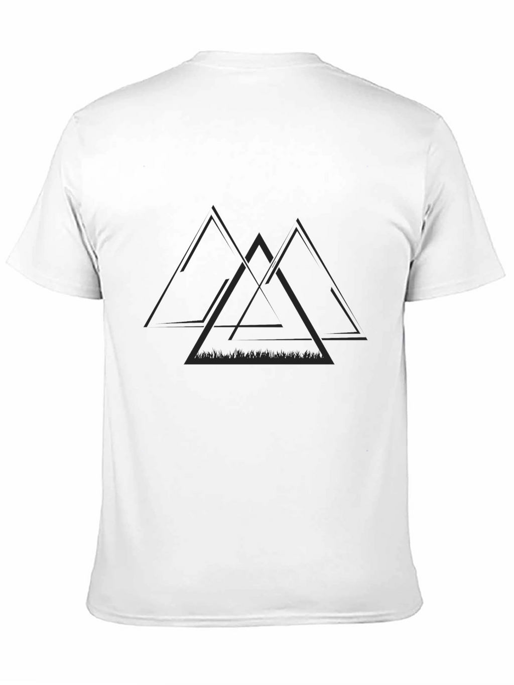 Mens Black T-Shirt with Geometric Triangle Design