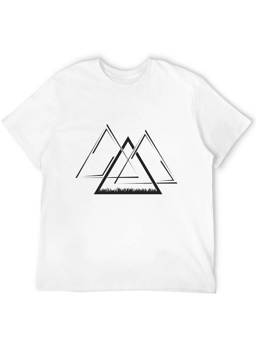 Mens Black T-Shirt with Geometric Triangle Design